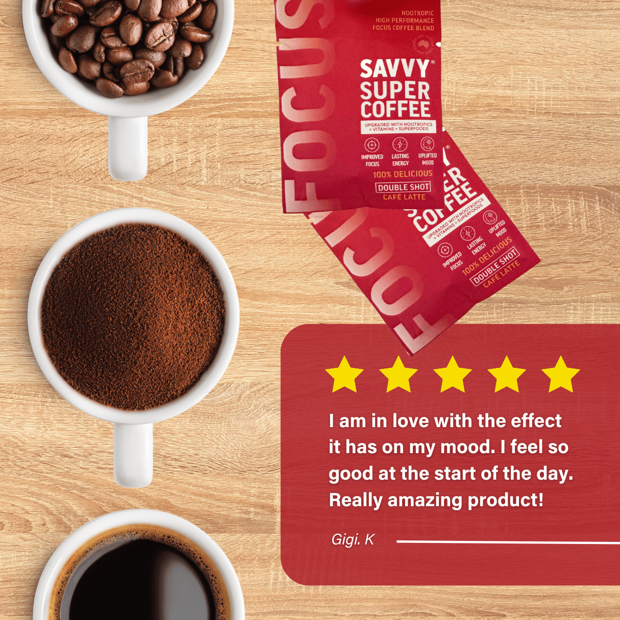 Nootropic Focus Coffee Powder - Naturally Sweetened Sachets