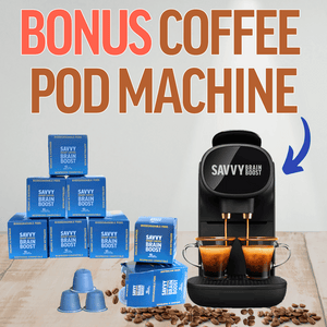 Coffee Pod Machine + 80 Double-Shot Nootropic Coffee Bundle Subscription