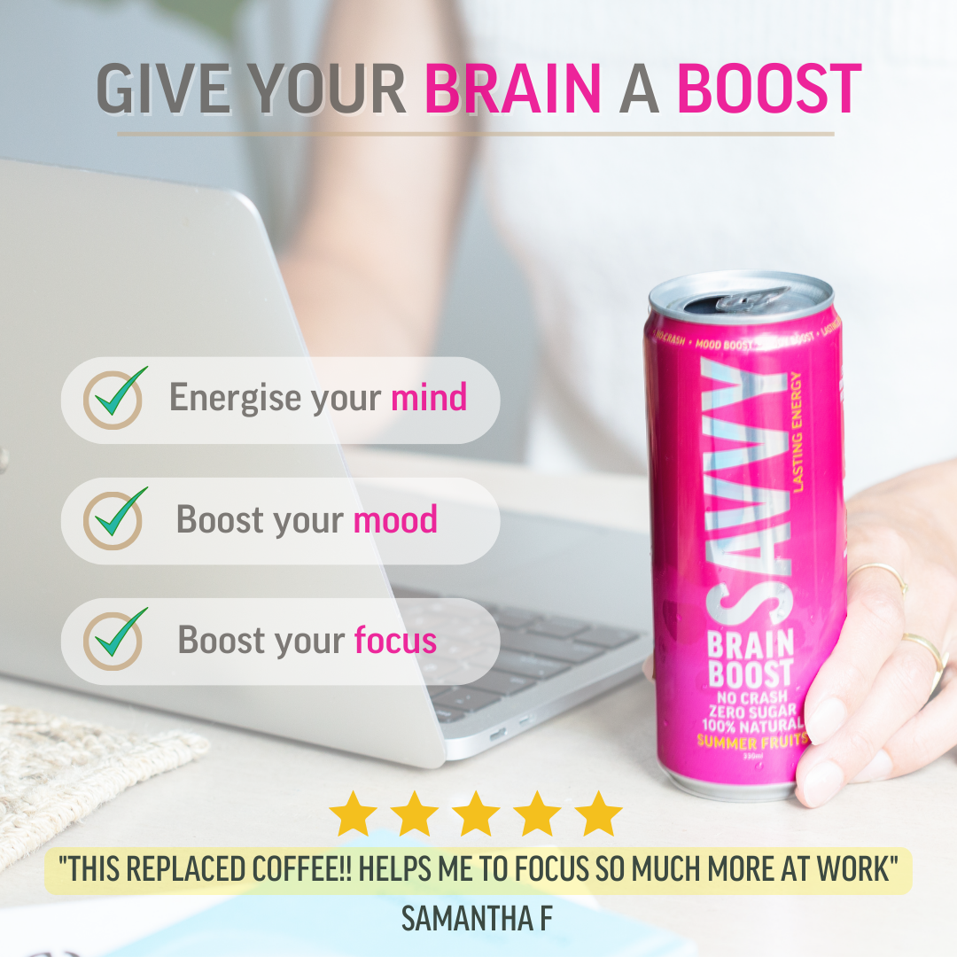 Savvy Brain Boost Nootropic Drink | Focus + Energy + Mood | No Sugar ...