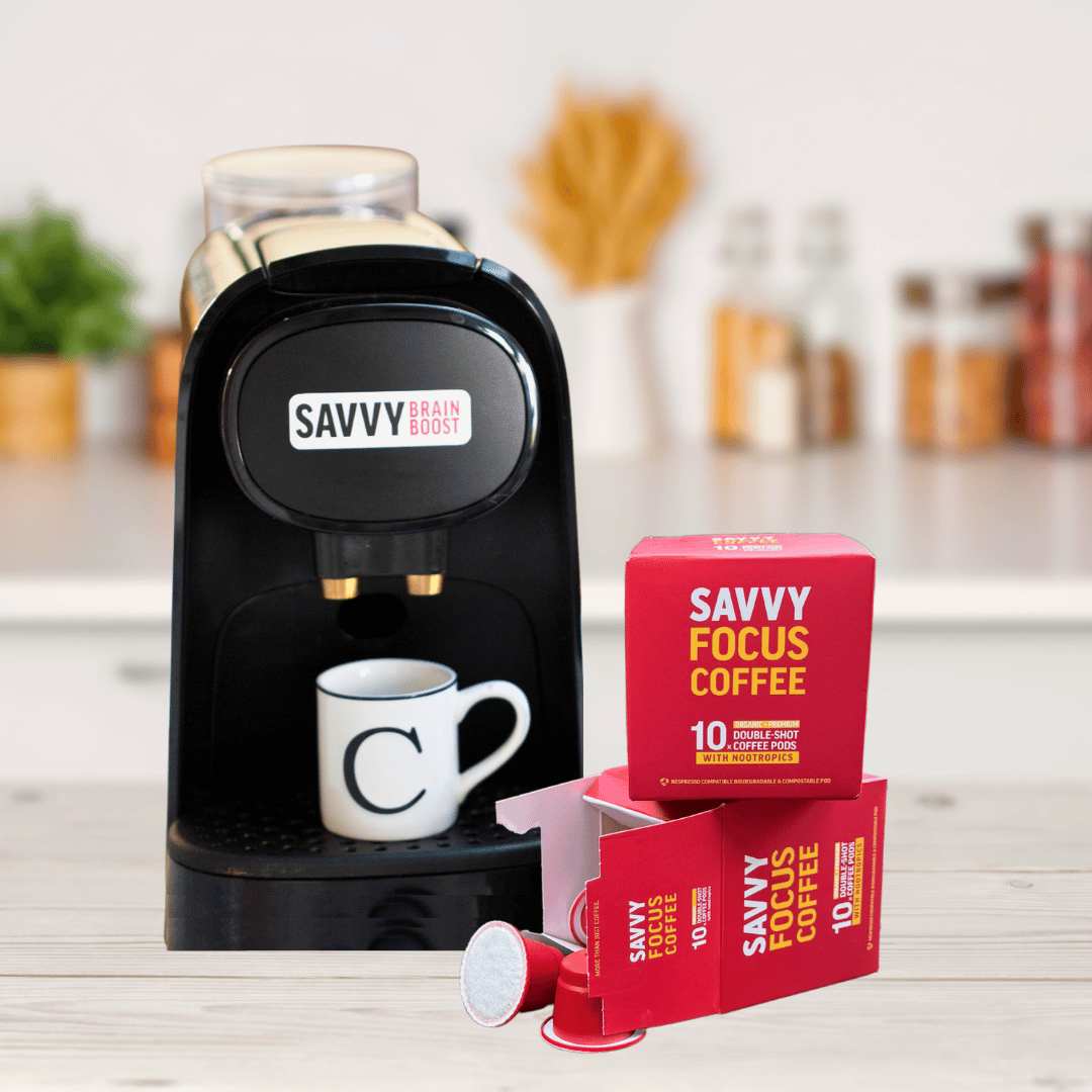 Coffee Pod Machine + 80 Double-Shot Nootropic Coffee Bundle Subscription