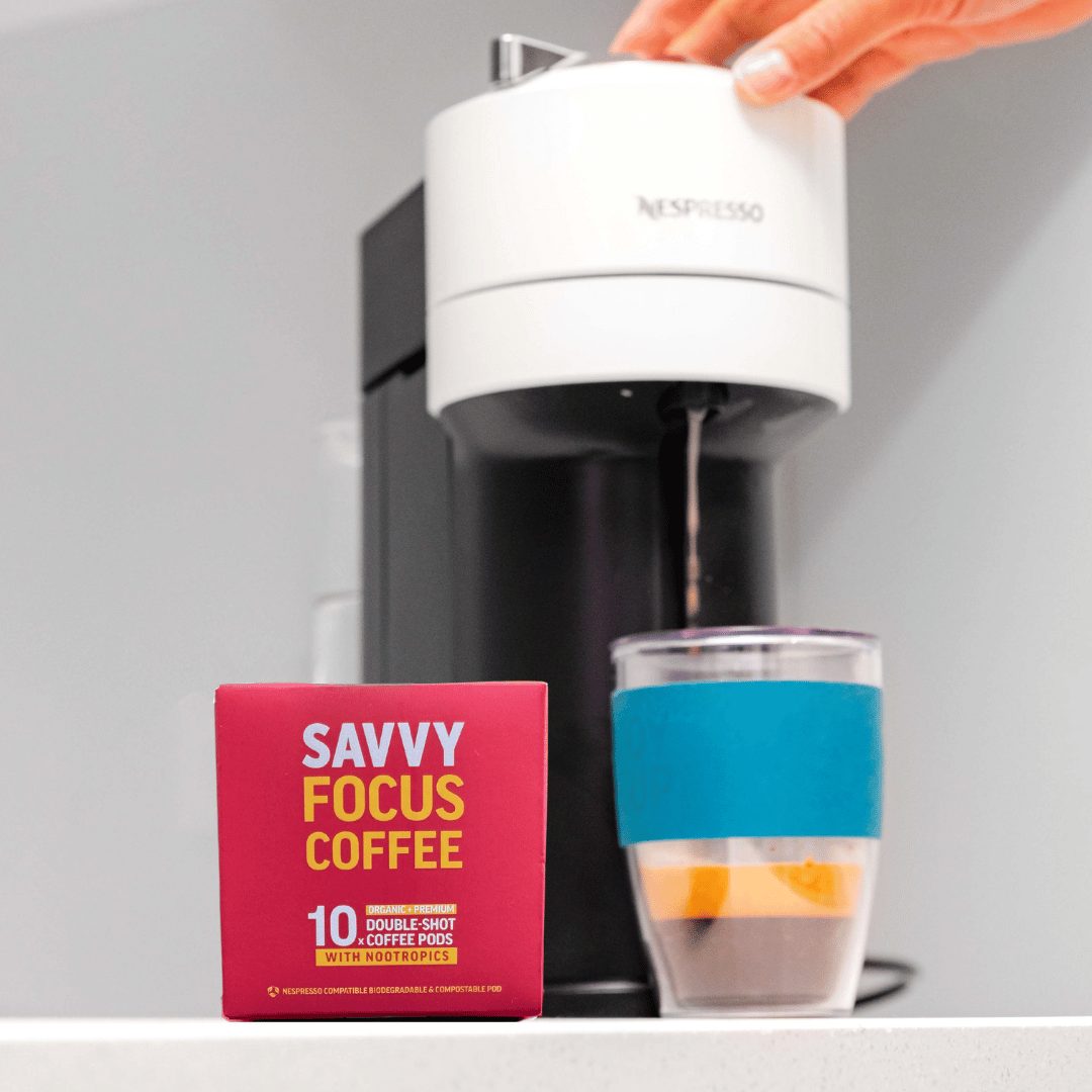 Coffee Pod Machine + 80 Double-Shot Nootropic Coffee Bundle Subscription